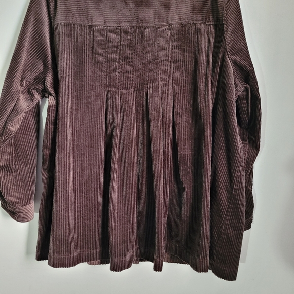 Woman Within Corduroy Chore Jacket Women’s Sz XL Brown Button Front Pleated Back - Picture 8 of 9